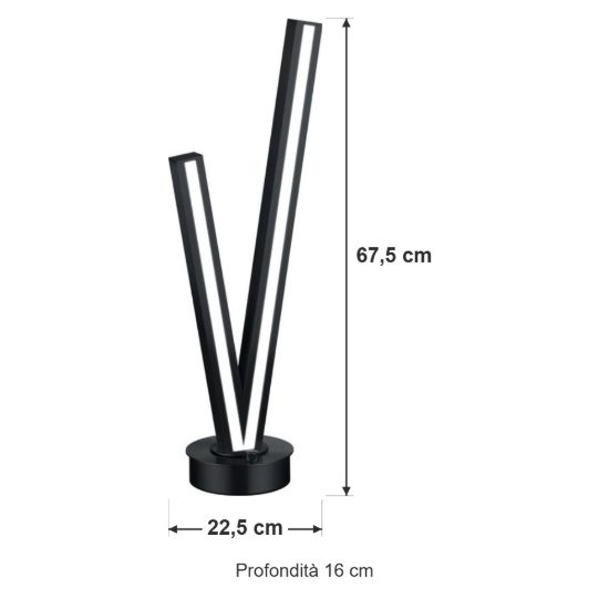 Lampada da tavolo led 15w 2000k 4000k dim to warm per soggiorno a forma di v nera