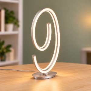 Lampada da tavolo grande led 21w 2000k 4000k dim to warm per soggiorno a spirale nichel opaco