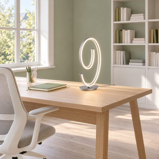 Lampada da tavolo grande led 21w 2000k 4000k dim to warm per soggiorno a spirale nichel opaco