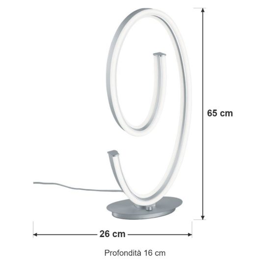 Lampada da tavolo grande led 21w 2000k 4000k dim to warm per soggiorno a spirale nichel opaco