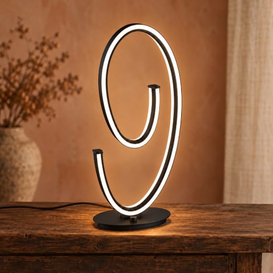 Lampada da tavolo grande led 21w 2000k 4000k dim to warm per soggiorno a spirale nera