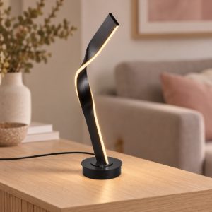 Lampada da tavolo per soggiorno led 12w 2000k 4000k dim to warm in metallo piegato nera