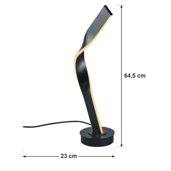 Lampada da tavolo per soggiorno led 12w 2000k 4000k dim to warm in metallo piegato nera
