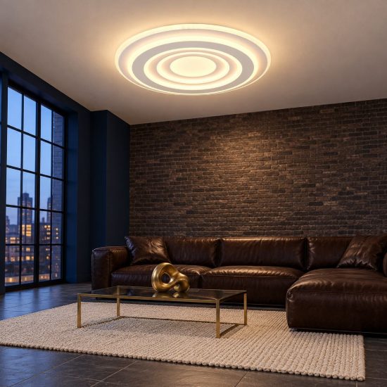 Plafoniera led 50w cct 2700k 6500k con telecomando per soggiorno moderna ad anelli 3d bianca