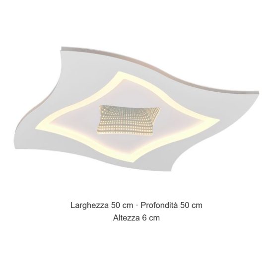 Plafoniera led 21w cct 2700k 6500k rgb con telecomando quadrata bianca effetto infinito