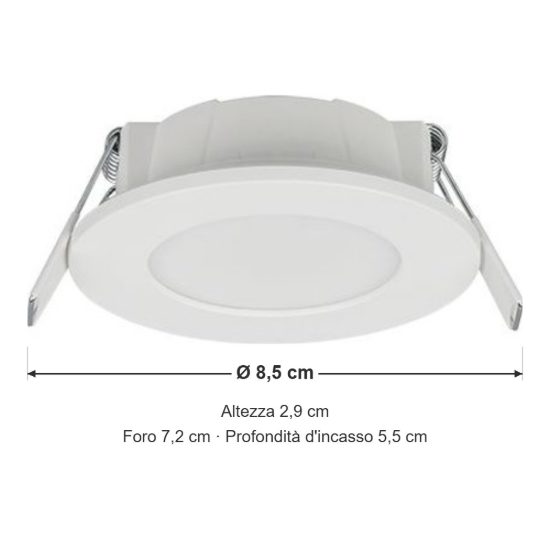 Faretto da incasso per cartongesso led 3,5w cct 2700k 4000k ip65 rotondo bianco