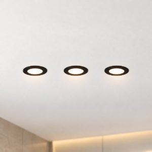 Set 3 faretti da incasso per cartongesso led 3x3,5w 2700k 4000k ip65 rotondi neri