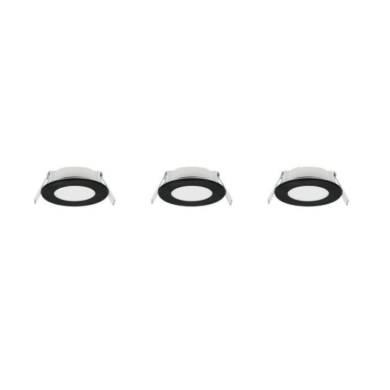 Set 3 faretti da incasso per cartongesso led 3x3,5w 2700k 4000k ip65 rotondi neri