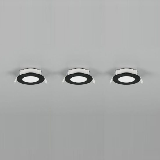 Set 3 faretti da incasso per cartongesso led 3x3,5w 2700k 4000k ip65 rotondi neri