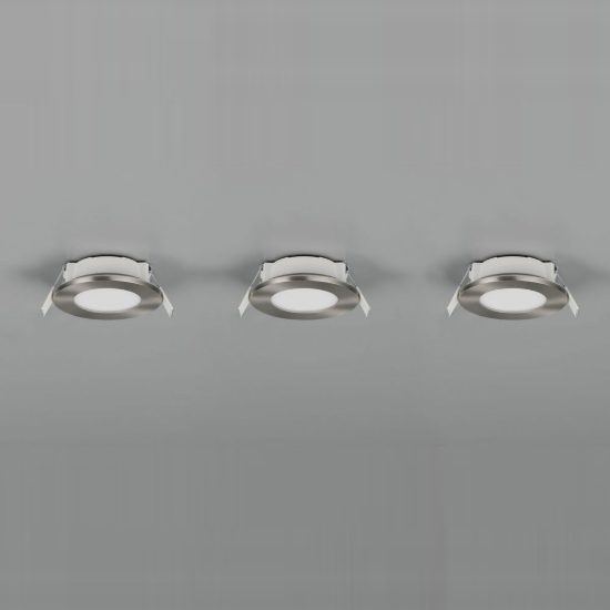 Set 3 faretti da incasso per cartongesso led 3x3,5w cct 2700k 4000k ip65 rotondi nichel opaco