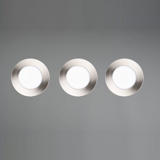 Set 3 faretti da incasso per cartongesso led 3x3,5w cct 2700k 4000k ip65 rotondi nichel opaco