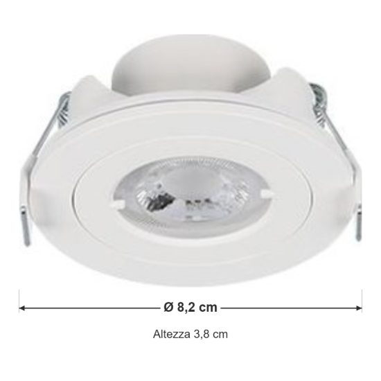 Faretto da incasso per cartongesso led 6,5w 3000k ip65 rotondo bianco