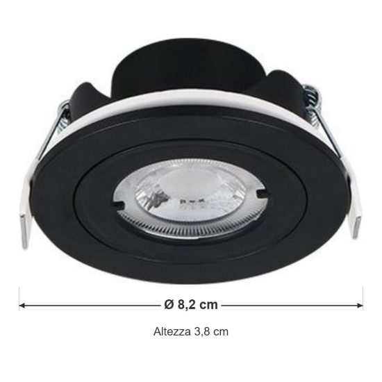 Faretto da incasso per cartongesso led 6,5w 4000k ip65 rotondo nero