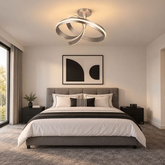 Plafoniera led 46w 2000k 4000k dimmerabile dim to warm per soggiorno a spirale alta nichel opaco