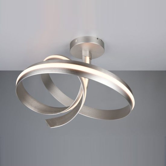 Plafoniera led 46w 2000k 4000k dimmerabile dim to warm per soggiorno a spirale alta nichel opaco