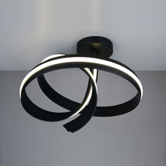 Plafoniera led 46w 2000k 4000k dimmerabile dim to warm per soggiorno a spirale alta nera