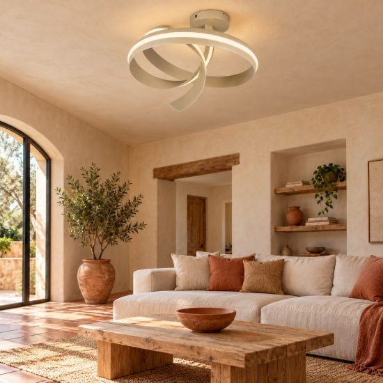 Plafoniera led 46w 2000k 4000k dimmerabile dim to warm per soggiorno a spirale beige