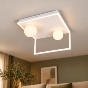 Plafoniera led 22w 2300k 3000k 4000k moderna ad angolo bianca con sfere in vetro