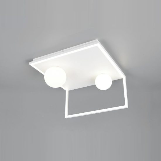 Plafoniera led 22w 2300k 3000k 4000k moderna ad angolo bianca con sfere in vetro