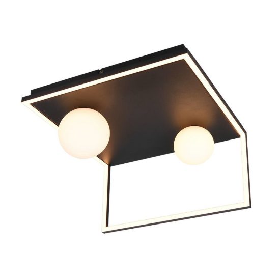 Plafoniera led 22w 2300k 3000k 4000k moderna ad angolo nera con sfere in vetro