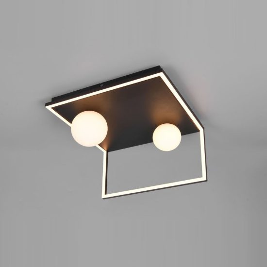 Plafoniera led 22w 2300k 3000k 4000k moderna ad angolo nera con sfere in vetro