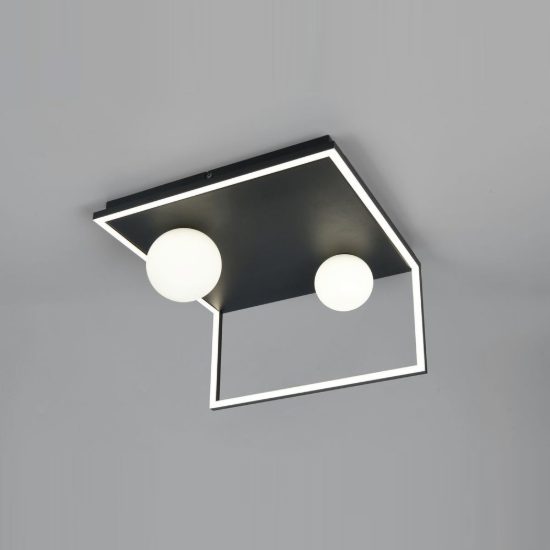 Plafoniera led 22w 2300k 3000k 4000k moderna ad angolo nera con sfere in vetro