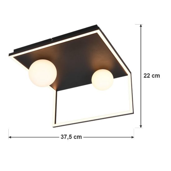 Plafoniera led 22w 2300k 3000k 4000k moderna ad angolo nera con sfere in vetro