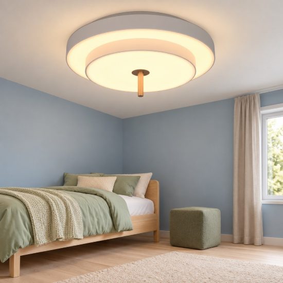 Plafoniera led 34,5w cct 2300k 3000k 4000k moderna rotonda grigio caldo caffe a dischi sovrapposti