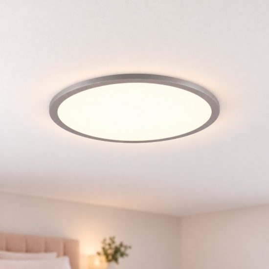 Plafoniera led 20w cct 3000k 6500k rgb con telecomando rotonda titanio retroilluminata