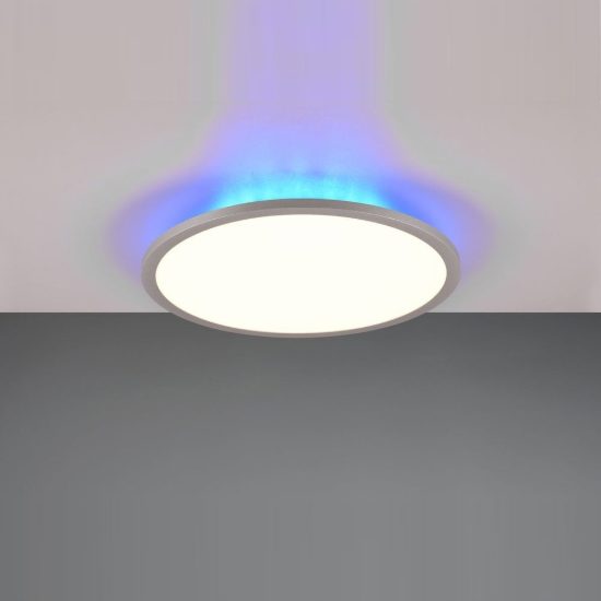 Plafoniera led 20w cct 3000k 6500k rgb con telecomando rotonda titanio retroilluminata