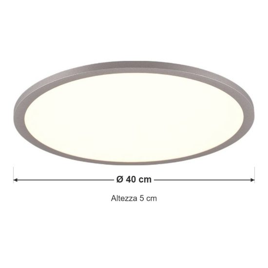 Plafoniera led 20w cct 3000k 6500k rgb con telecomando rotonda titanio retroilluminata