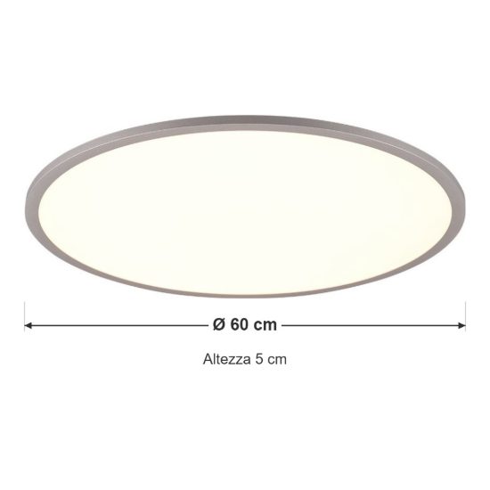 Plafoniera led 35w cct 3000k 6500k rgb con telecomando rotonda titanio retroilluminata
