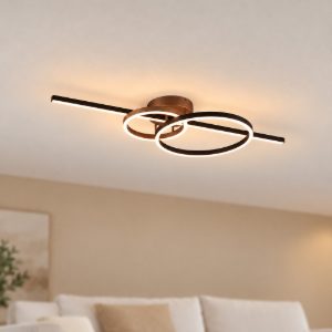 Plafoniera led 54w cct 2700k 6000k con telecomando a bacchetta doppio cerchio nera caffe