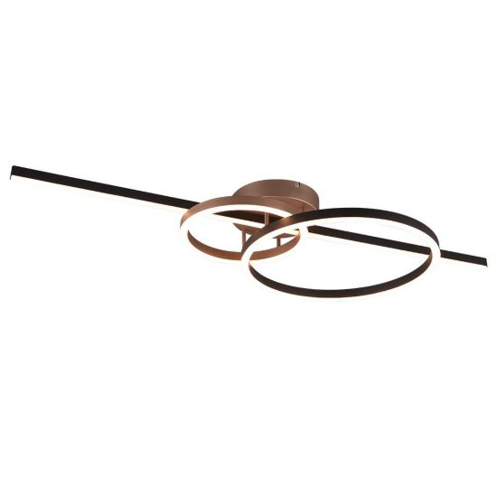 Plafoniera led 54w cct 2700k 6000k con telecomando a bacchetta doppio cerchio nera caffe