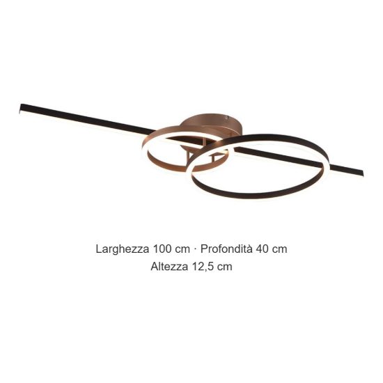 Plafoniera led 54w cct 2700k 6000k con telecomando a bacchetta doppio cerchio nera caffe