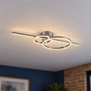 Plafoniera led 54w cct 2700k 6000k con telecomando a bacchetta doppio cerchio cromo