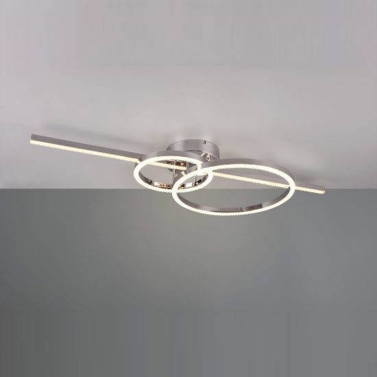 Plafoniera led 54w cct 2700k 6000k con telecomando a bacchetta doppio cerchio cromo