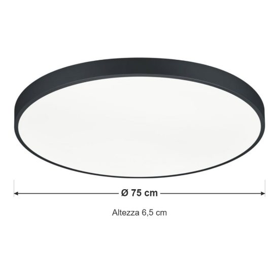 Plafoniera led 102w 2300k 3000k 4000k dimmerabile per soggiorno moderna rotonda nera
