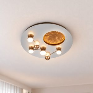 Plafoniera led 42w 2300k 3000k 4000k per camera da letto moderna effetto luna acciaio caffe