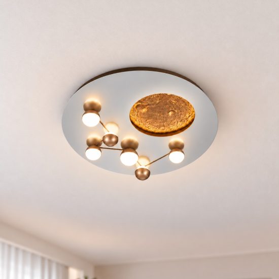 Plafoniera led 42w 2300k 3000k 4000k per camera da letto moderna effetto luna acciaio caffe