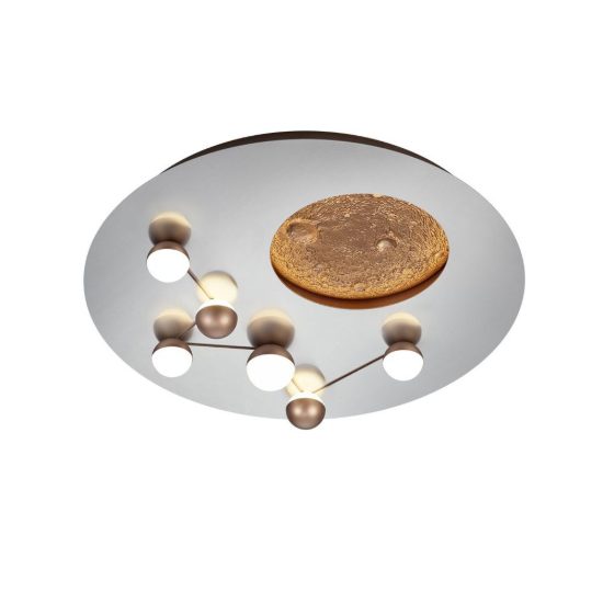 Plafoniera led 42w 2300k 3000k 4000k per camera da letto moderna effetto luna acciaio caffe