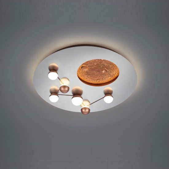 Plafoniera led 42w 2300k 3000k 4000k per camera da letto moderna effetto luna acciaio caffe