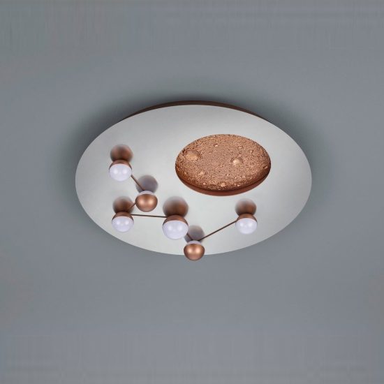 Plafoniera led 42w 2300k 3000k 4000k per camera da letto moderna effetto luna acciaio caffe