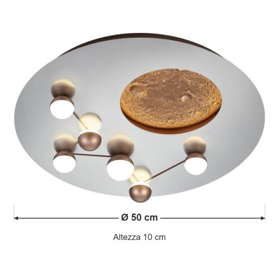 Plafoniera led 42w 2300k 3000k 4000k per camera da letto moderna effetto luna acciaio caffe