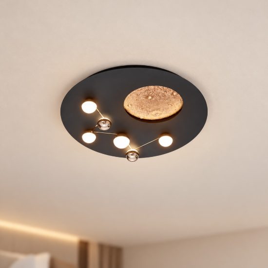 Plafoniera led 42w 2300k 3000k 4000k per camera da letto moderna effetto luna nera caffe
