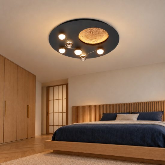 Plafoniera led 42w 2300k 3000k 4000k per camera da letto moderna effetto luna nera caffe