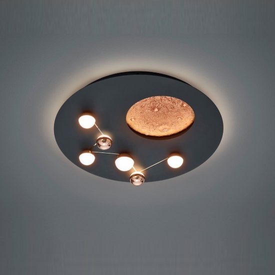 Plafoniera led 42w 2300k 3000k 4000k per camera da letto moderna effetto luna nera caffe