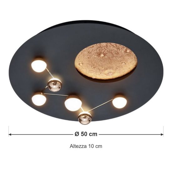 Plafoniera led 42w 2300k 3000k 4000k per camera da letto moderna effetto luna nera caffe