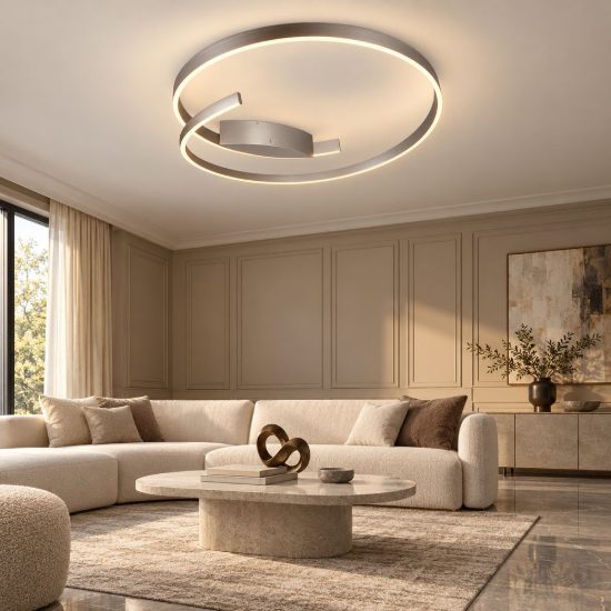 Plafoniera led 48w 2000k 4000k dimmerabile dim to warm per soggiorno moderna nichel opaco