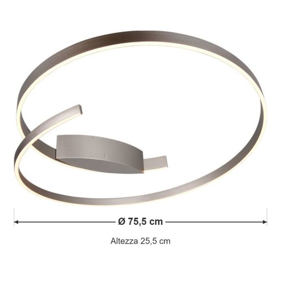 Plafoniera led 48w 2000k 4000k dimmerabile dim to warm per soggiorno moderna nichel opaco